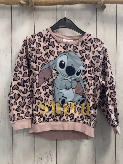 Name it  Pullover  Gr. 116  rosa schwarz altrosa Druck Stitch 