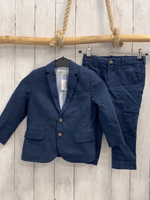2tlg H&M  Anzug  Gr. 98/104  Hose Gr 98 Jacket Gr 104 blau 