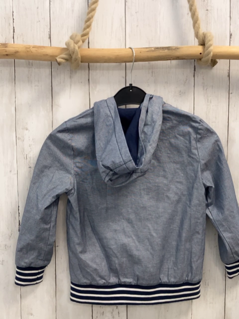   Jacke  Gr. 116  blau hellgrau meliert blau weißer Streifenbund 
