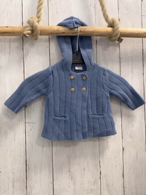   Strickjacke  Gr. 62  hellblau Rippen Strick Kapuze 