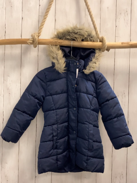H&M  Winterjacke  Gr. 116  blau Kapuze mit Fellbund 