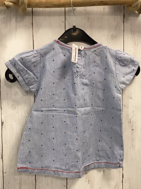 Alana  Sommerbluse  Gr. 92  hellblau weiße Streifen rote Nähte herzen 