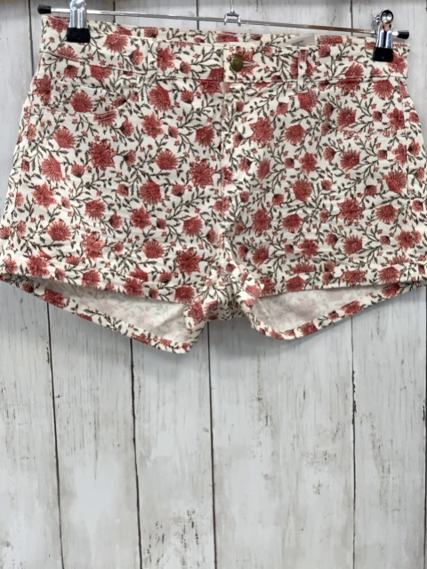H&M  Shorts  Gr. 38  weiß hellrote Bumen oliv Blätter 