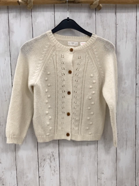 Mango  Strickjacke  Gr. 110  naturweiß Lochmuster 