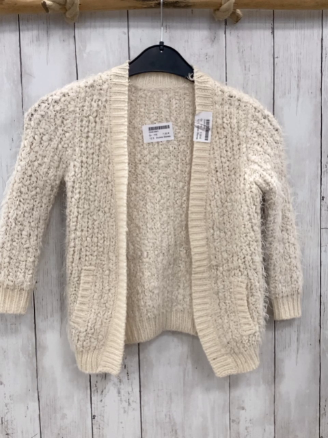 Dunes Stores  Strickjacke  Gr. 116  naturweiß flusig goldene Glitzerpunkte 