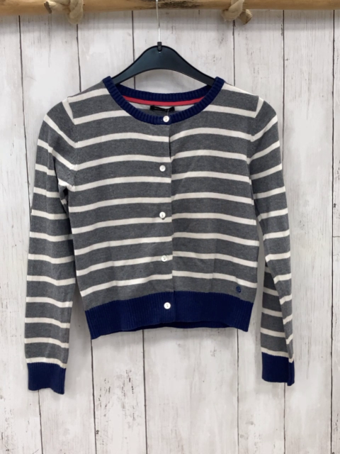 Marc O´ Polo  Strickjacke  Gr. 140  grau weiße Streifen blauer Bund 