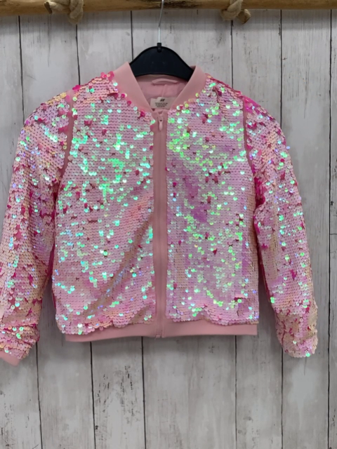 H&M  Pailettenjacke  Gr. 128  rosa 
