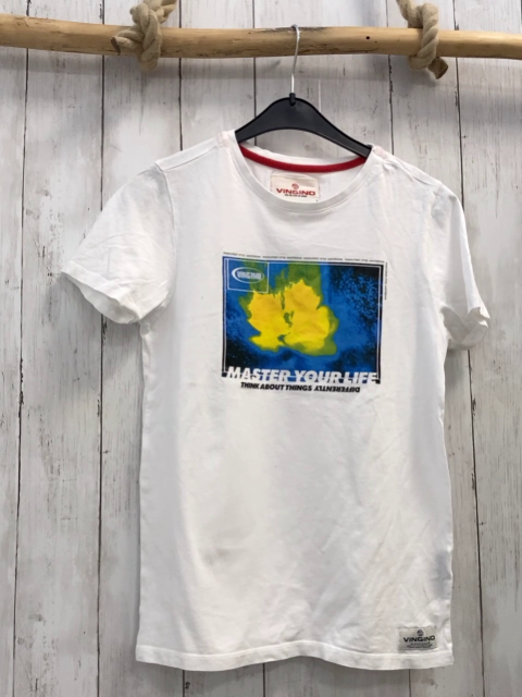 Vingino  T-Shirt  Gr. 152  weiß buntes Bild Schrift 