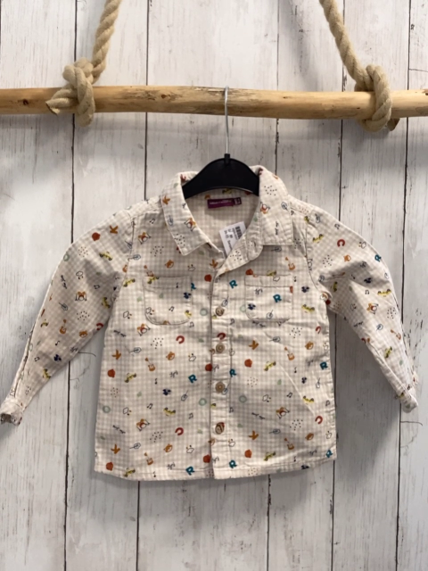 Sergent Major  Hemd  Gr. 86  weiß beige kariert Tierköpfe Buchstaben