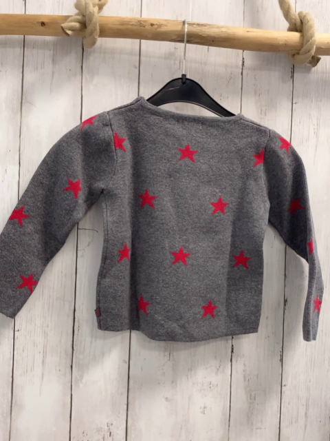 Okaidi Pullover  Gr. 98  grau Strick rote Sterne + Schleife 