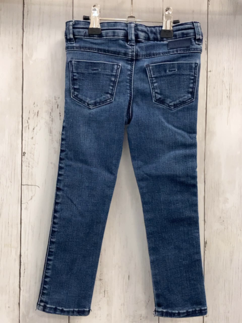 Okaidi Hose  Gr. 98  blau Jeans Pailettenseitenstreifen Bund verstellbar 