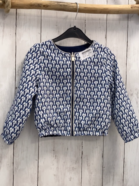 Okaidi Sweatjacke  Gr. 98 weiß blaues Muschelmuser grauer Glitzerbund 