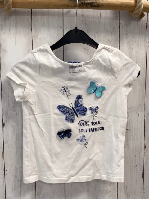 Sergent Major  T-Shirt  Gr. 116  weiß Schmetterlinge mit Pailetten 