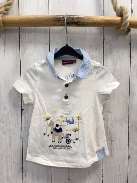 Sergent Major  T-Shirt  Gr. 80  weiß hellblaue Polokragen Tiere Palmen 