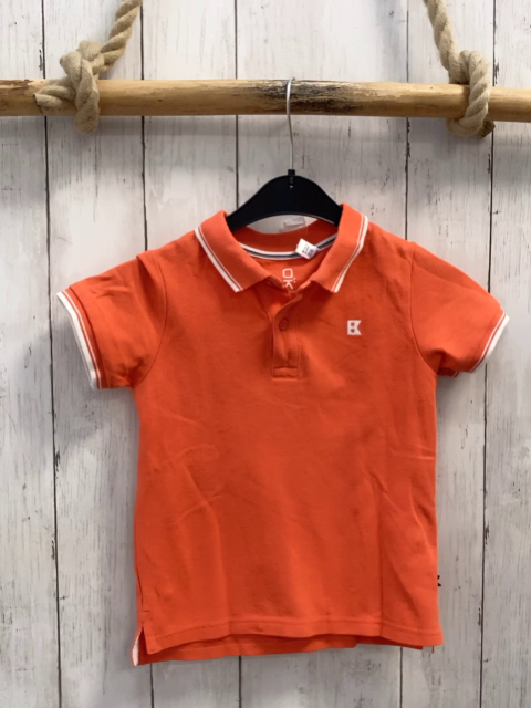 Okaidi  T-Shirt  Gr. 104  orange Polokragen weißer Bund 