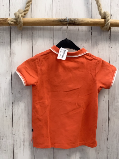 Okaidi  T-Shirt  Gr. 104  orange Polokragen weißer Bund 
