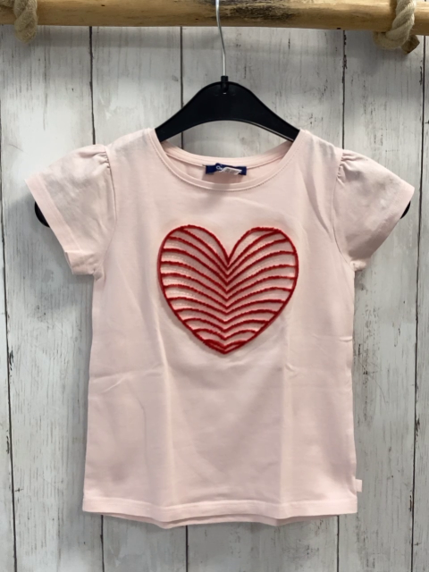 Okaidi  T-Shirt  Gr. 104  rosa rotes Herz mit transparenten Pailetten 