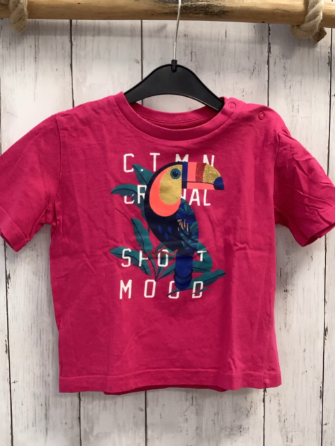 Catimini  T-Shirt  Gr. 98  pink Vogel mit golden Glitzer Blätter weiße Schrift 