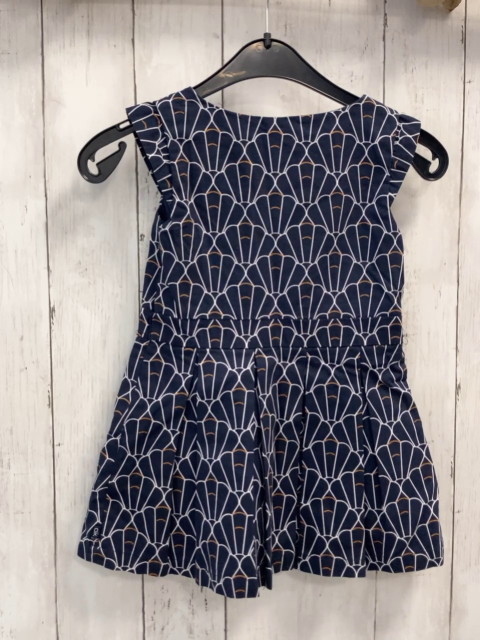 Okaidi  Kleid  Gr. 98  blau weiß brauner Muscheldruck 