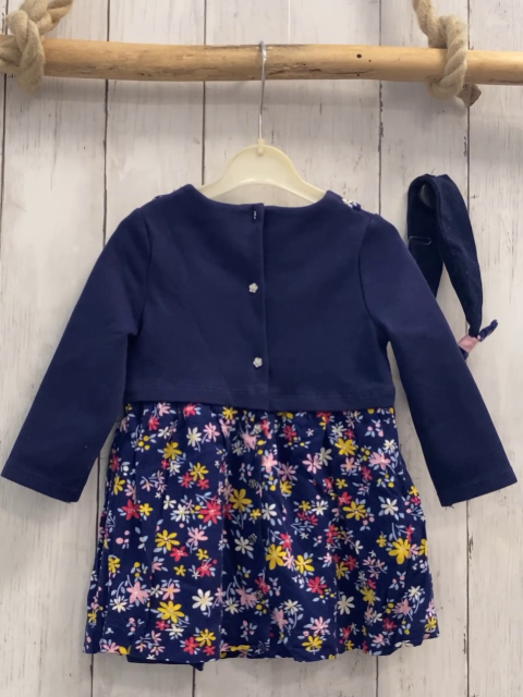 2tlg Sergent Major  Kleid + Stirnband  Gr. 80  blau Blumen 