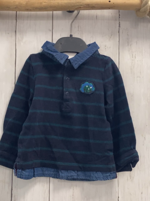 Sergent Major  Pullover Gr. 80  blau grüne Streifen Jeanskragen