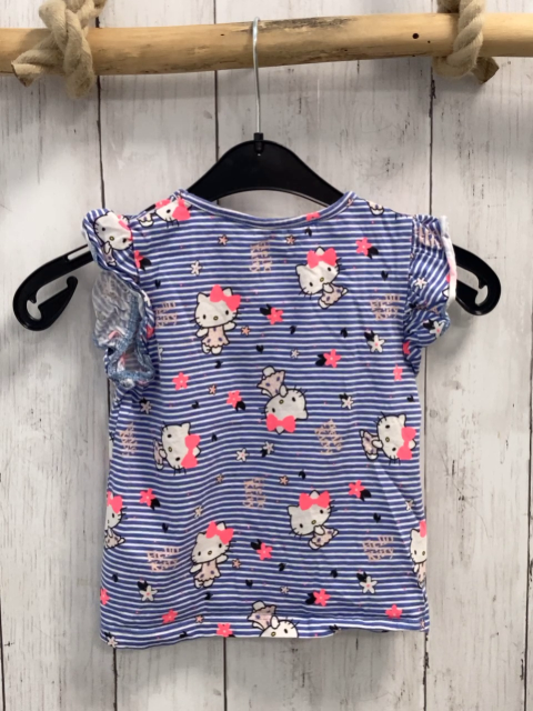   T-Shirt  Gr. 98  lila weiße Streifen Hello Kitty Blumen 