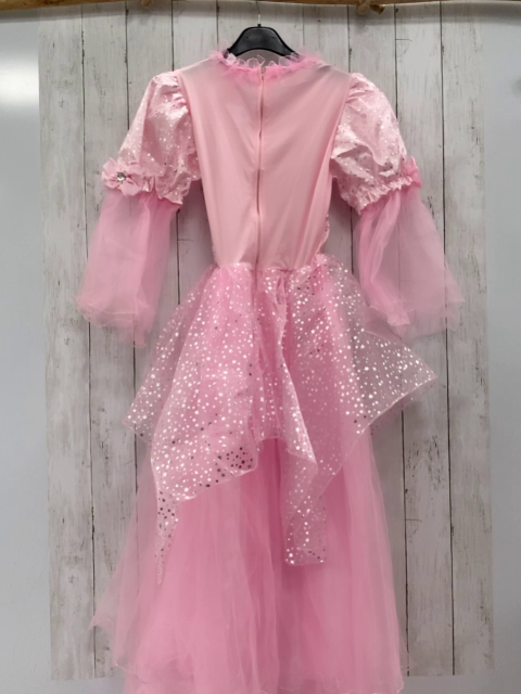 Karnevalwiertz  Karnevalkostüm  rosa Prinzessinnenkleid mit Tüll + silber Glitzersternen + Steinen 