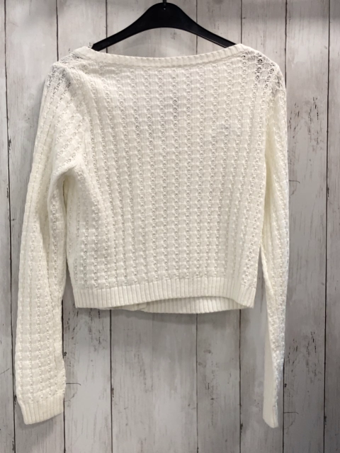 Abercrombie  Strickjacke  Gr. 158/164  weiß Rippen mit Lochmuster 