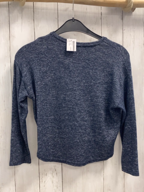 Zara  Pullover  Gr. 122  blau grau meliertz Aufnäher z.T. mit Pailetten