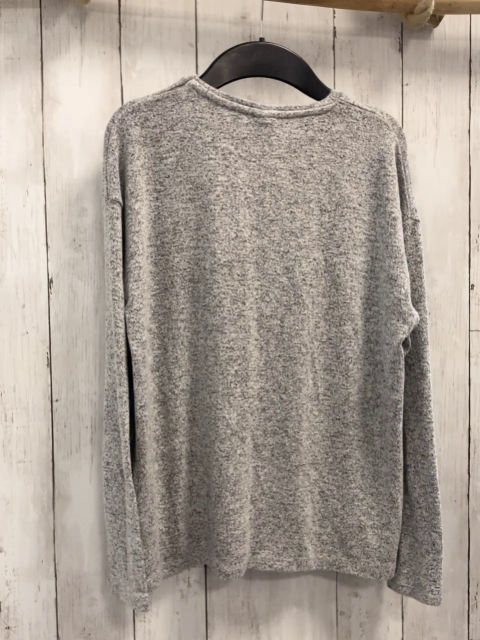 Zara  Pullover  Gr. 152  hellgrau grau meliert Strick schwarze Schrift 