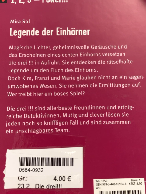 Die drei!!!  Buch Legende der Einhörner 