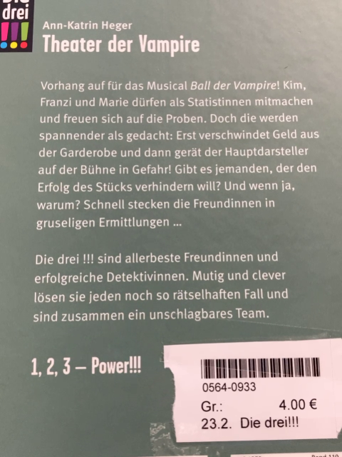Die drei!!!  Buch Theater der Vampire 
