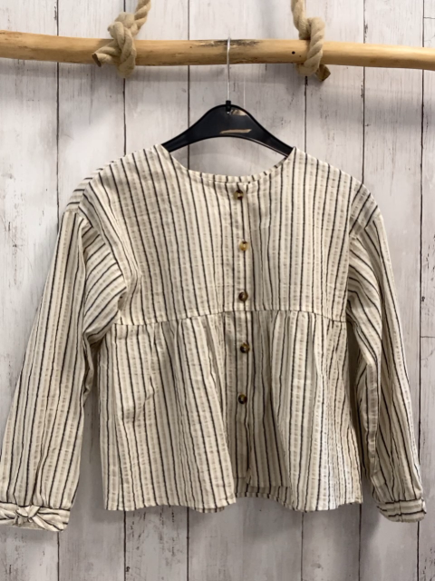 Zara  Bluse  Gr. 152  weiß hellgrau grau kariert Struktur 