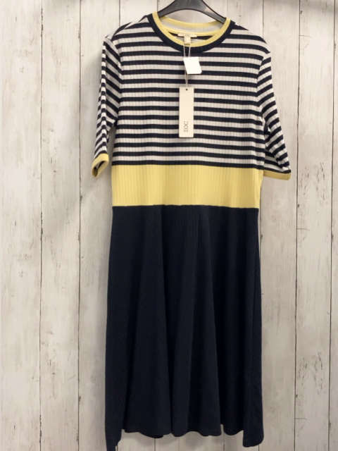 neu Esprit  Kleid  Gr. L schwarz weiß gelbe Streifen Rippen NP 49,00 € 