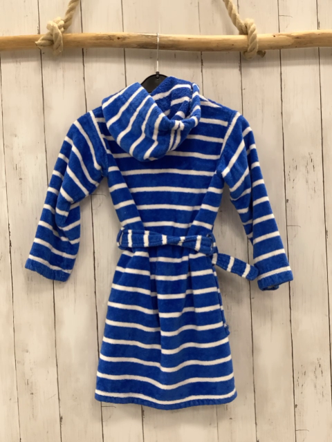   Bademantel Gr. 110  blau weiße Streifen Kapuze 