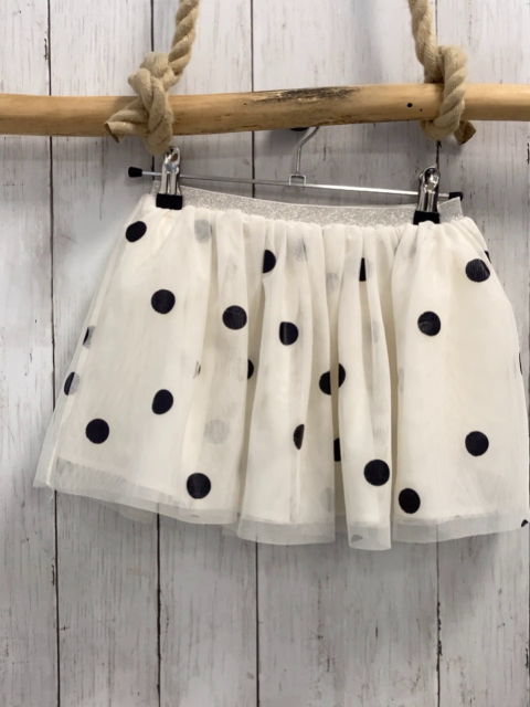 H&M  Rock Gr. 104  creme Tüllüberrock mit schwarzen Punkten silber Glitzerbund 