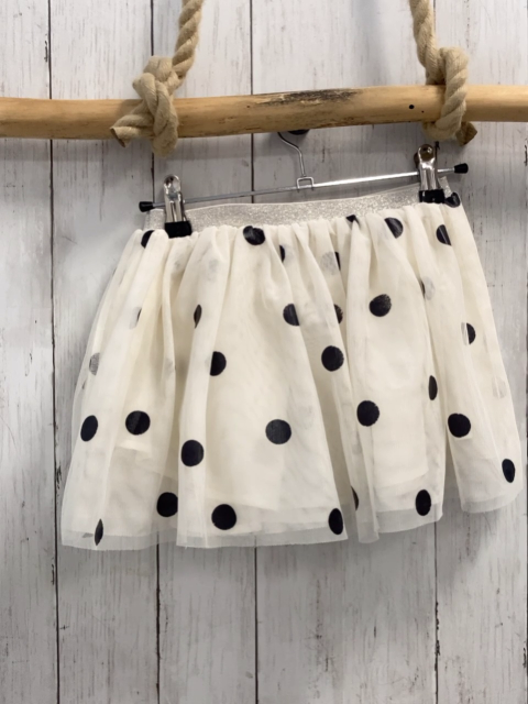 H&M  Rock Gr. 104  creme Tüllüberrock mit schwarzen Punkten silber Glitzerbund 