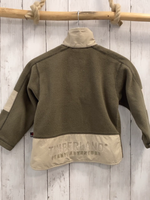 Timberland  Pullover  Gr. 110  sand Fleece beige Bund gelbe Applikationen Reißverschluss 