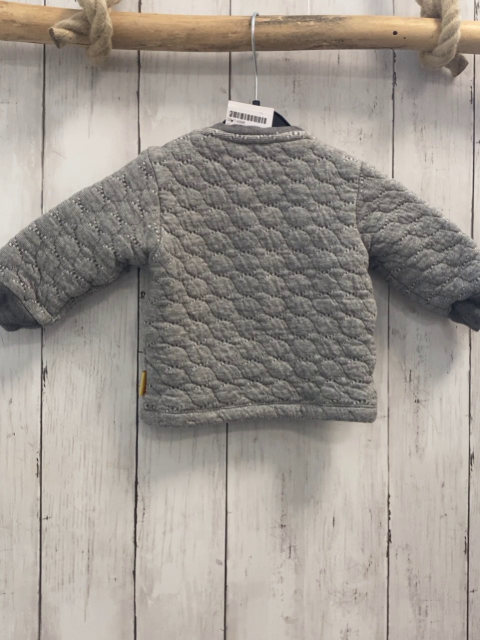 Steiff  Pullover  Gr. 80  grau hellgraue Streifen Bärenopf mit blauer Kappe 