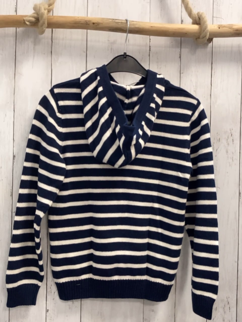 neu H&M  Pullover  Gr. 134  blau weiße Streifen Strick Kapuze 