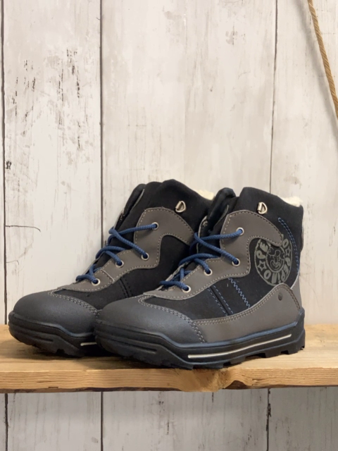 neu Ricosta  Boots  Gr. 28  schwarz grau blaue Nähte + Schnürsenkel Lammfutter 