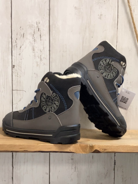 neu Ricosta  Boots  Gr. 28  schwarz grau blaue Nähte + Schnürsenkel Lammfutter 