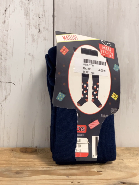 neu  Strumpfhose  Gr. 122-128  blau Weihnachtsmänner 