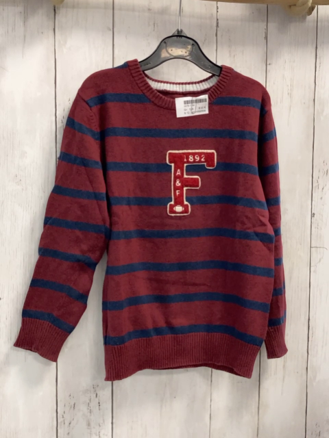 Abercrombie  Pullover  Gr. 128  weinrot blaue Streifen rotes Plüsch "F" 