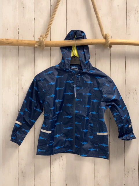 neu  Regenjacke  Gr. 122/128  blau hellblaue Haie 