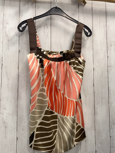 Zara  Sommerbluse Gr. S creme hellrot altrosa beige sand dunkelbraun gemustert 