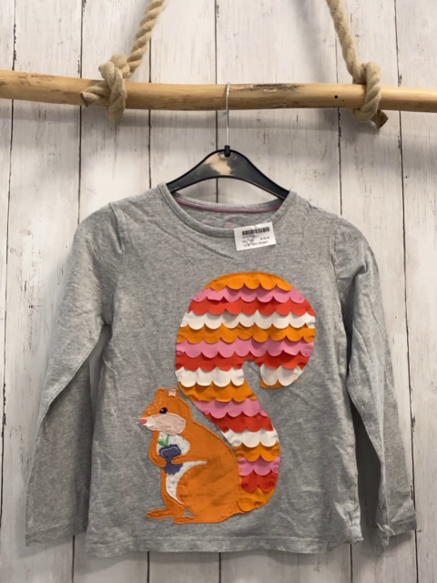 Mini Boden  Langarmshirt  Gr. 128  hellgrau buntes Eichhörnchen 