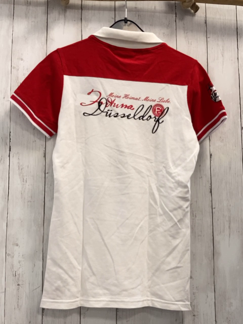   Poloshirt  Gr. 164  weiß rot Schrift Fortuna 