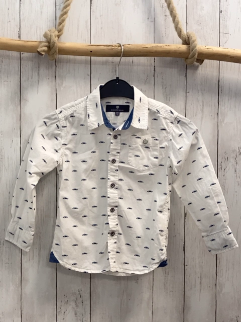 Basefield  Hemd  Gr. 110  weiß blaue Autos