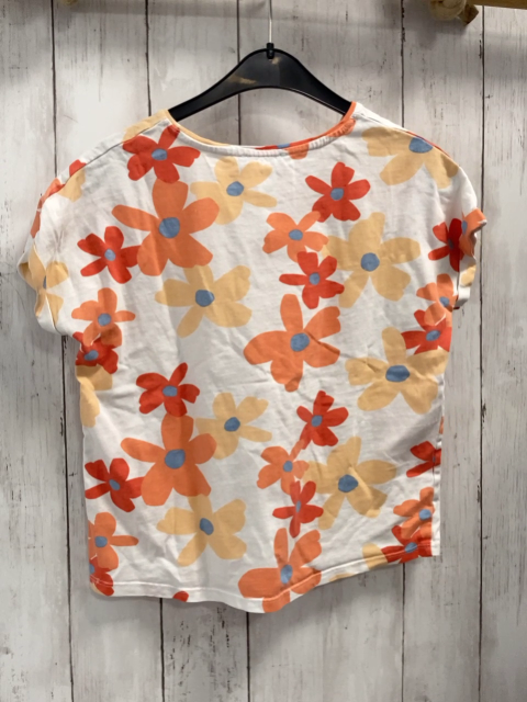 Okaidi  T-Shirt  Gr. 146  weiß rot orange ocker Blumen 